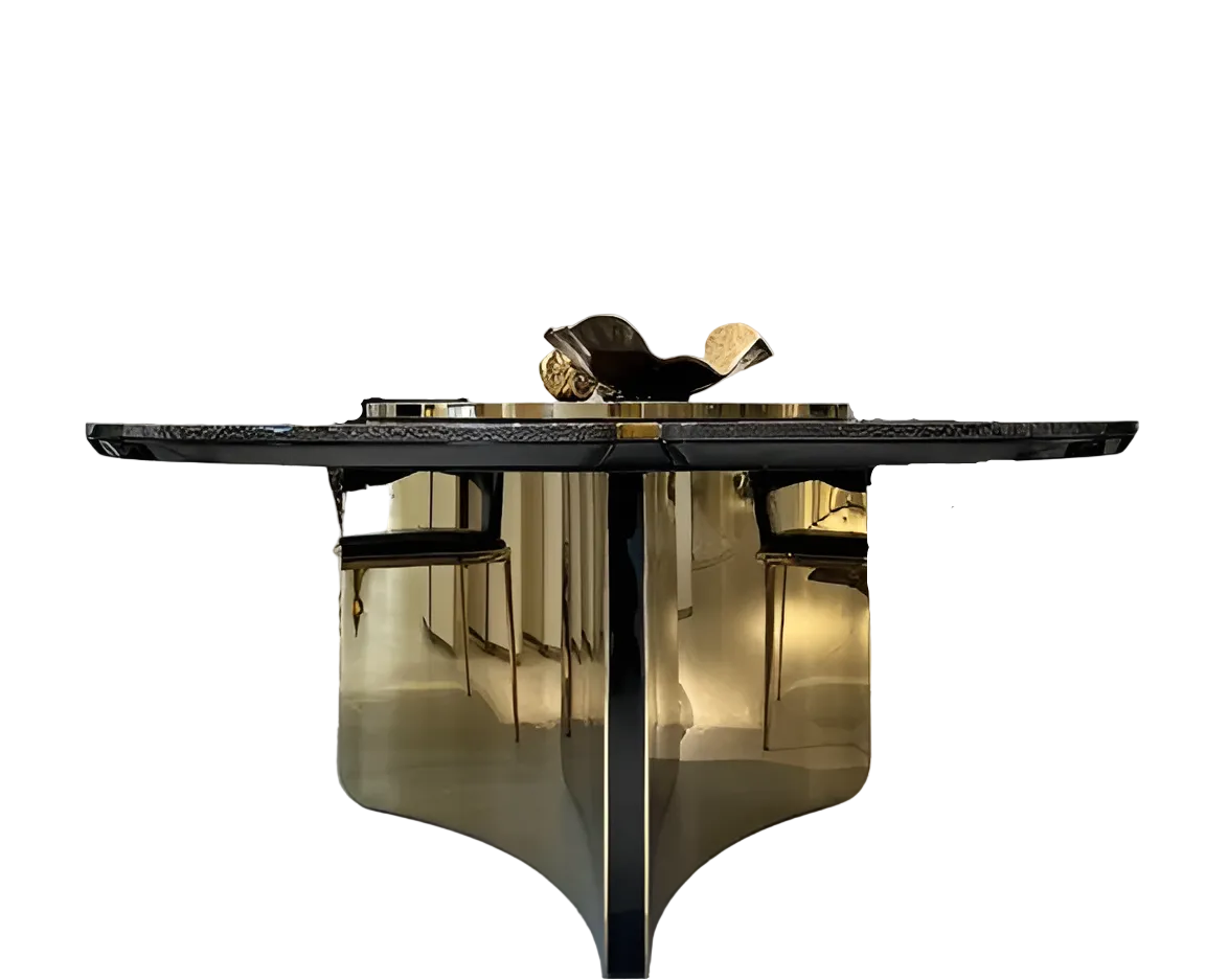 Shiny Wooden Top Round Dining Table Set / Ruchi