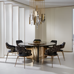Shiny Wooden Top Round Dining Table Set / Ruchi