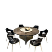 Shiny Wooden Top Round Dining Table Set