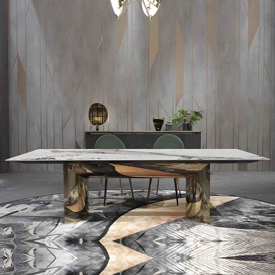 Rectangular Marble Dining Table Set With Bench / Ruchi
