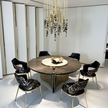 Shiny Wooden Top Round Dining Table Set / Ruchi