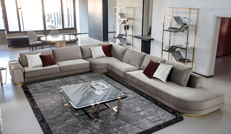 Modular Velvet L-Shaped Sectional Sofa / Ruchi