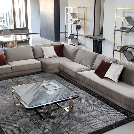 Modular Velvet L-Shaped Sectional Sofa / Ruchi