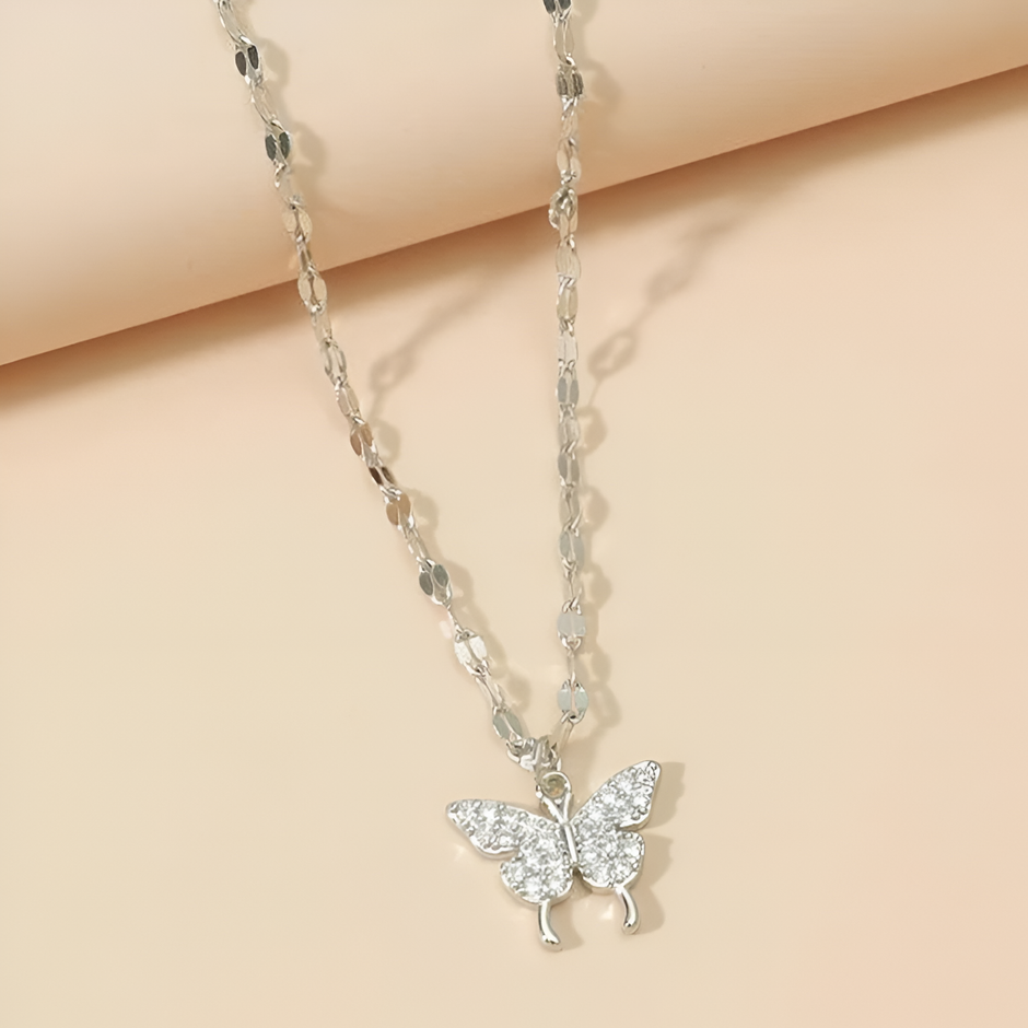 Double Layered Crystal Pendant Necklace