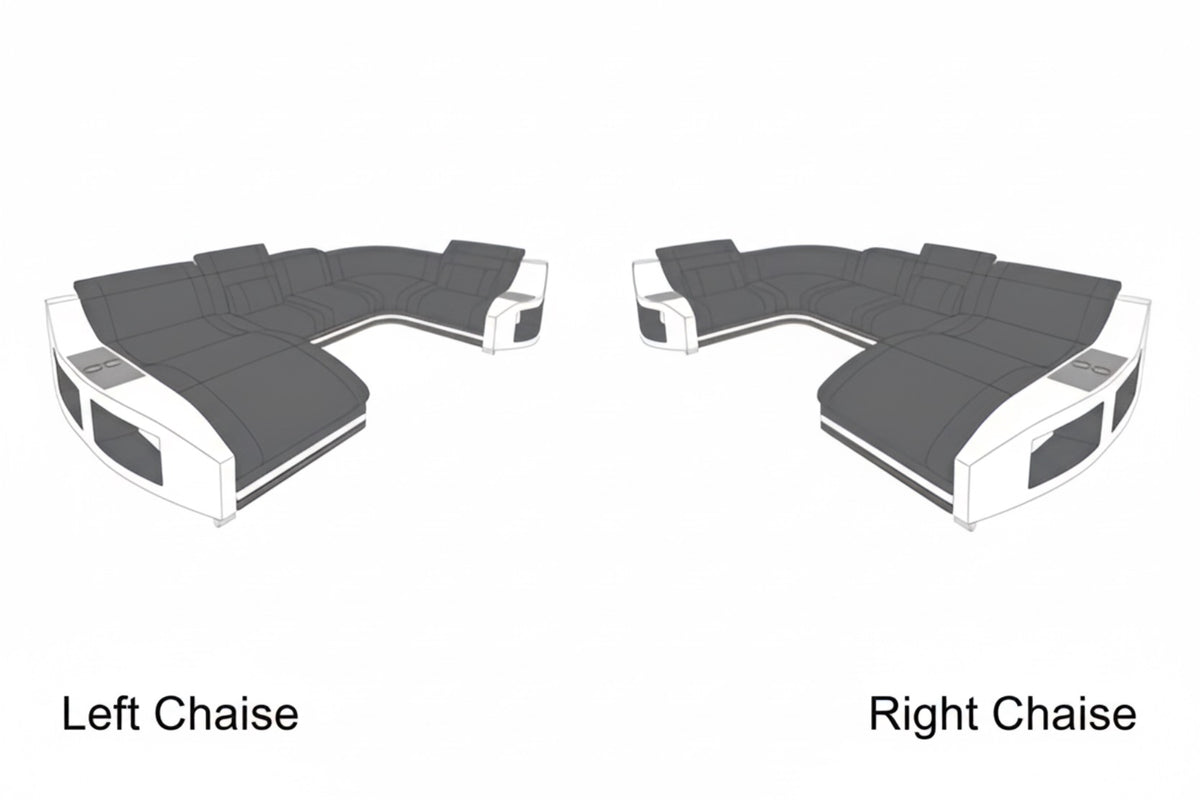 LED Sectional Sofa With Leather Upholstery