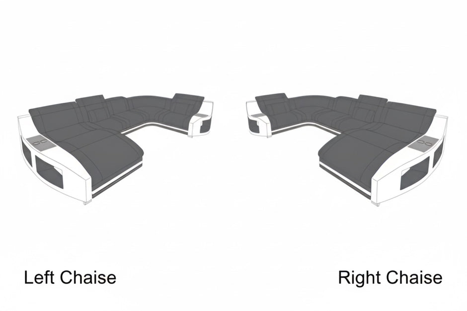 LED Sectional Sofa With Leather Upholstery