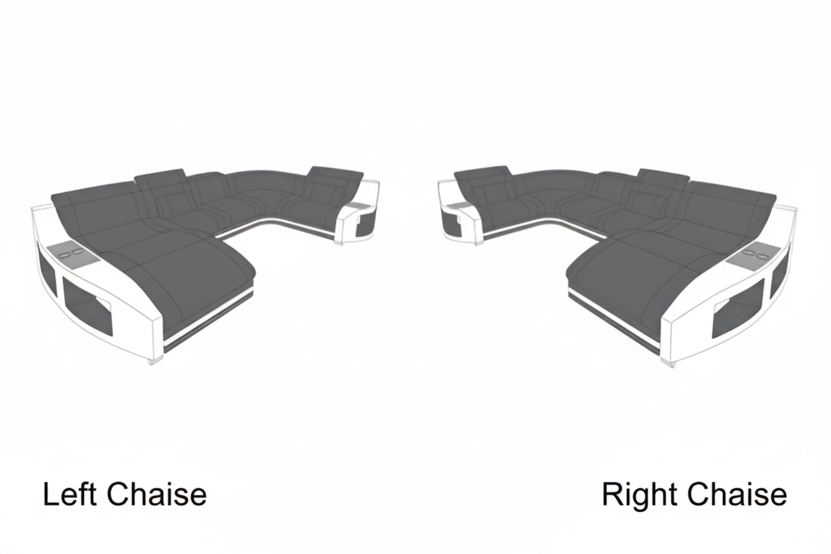 LED Sectional Sofa With Leather Upholstery