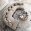 Curved Button Tufted Leather Sectional Sofa / Ruchi