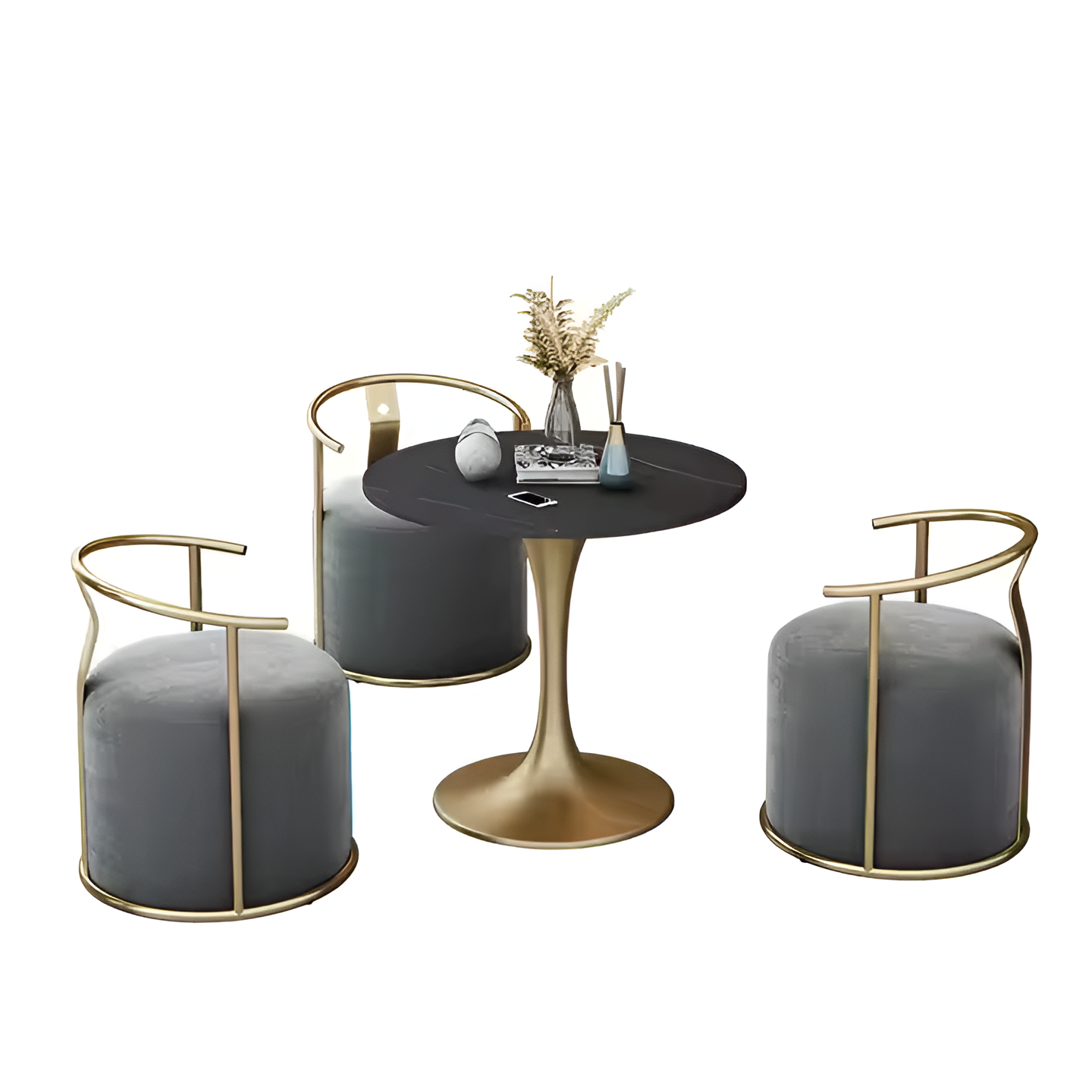 Round Table With 2 Piece Velvet Accent Chairs