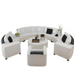 Opulent White Leather Round Sectional Sofa Set / Ruchi