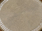 Elegant Pearl White & Gold Beaded Round Placemat / Ruchi