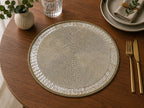 Elegant Pearl White & Gold Beaded Round Placemat / Ruchi