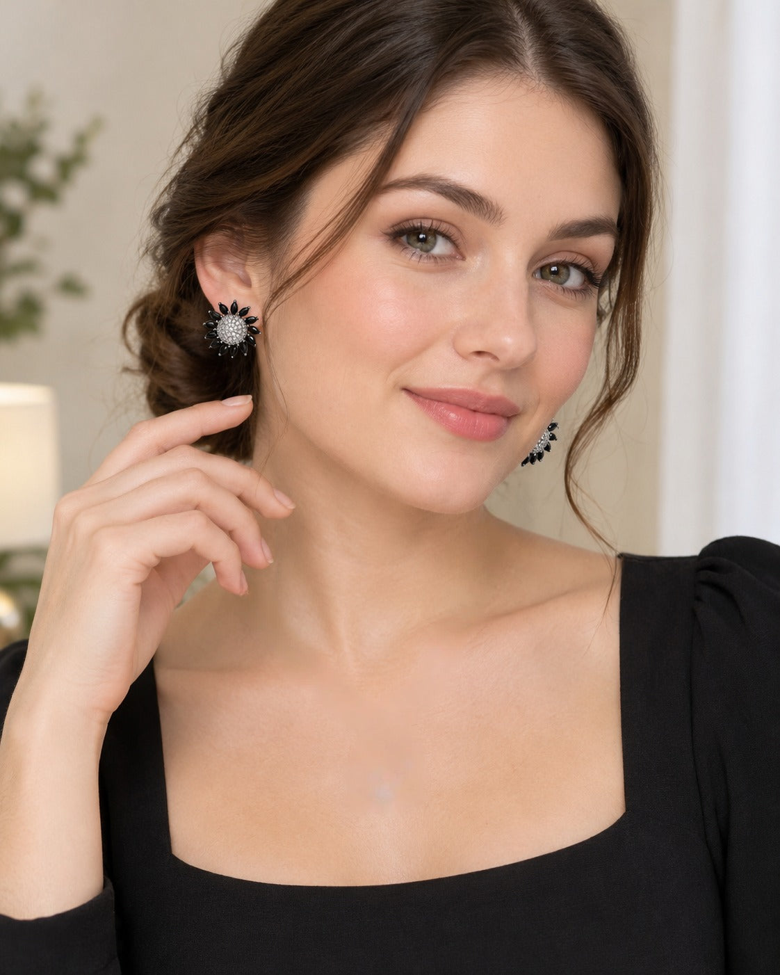 Gold-Tone Alloy Floral AD Stud Earrings / Ruchi