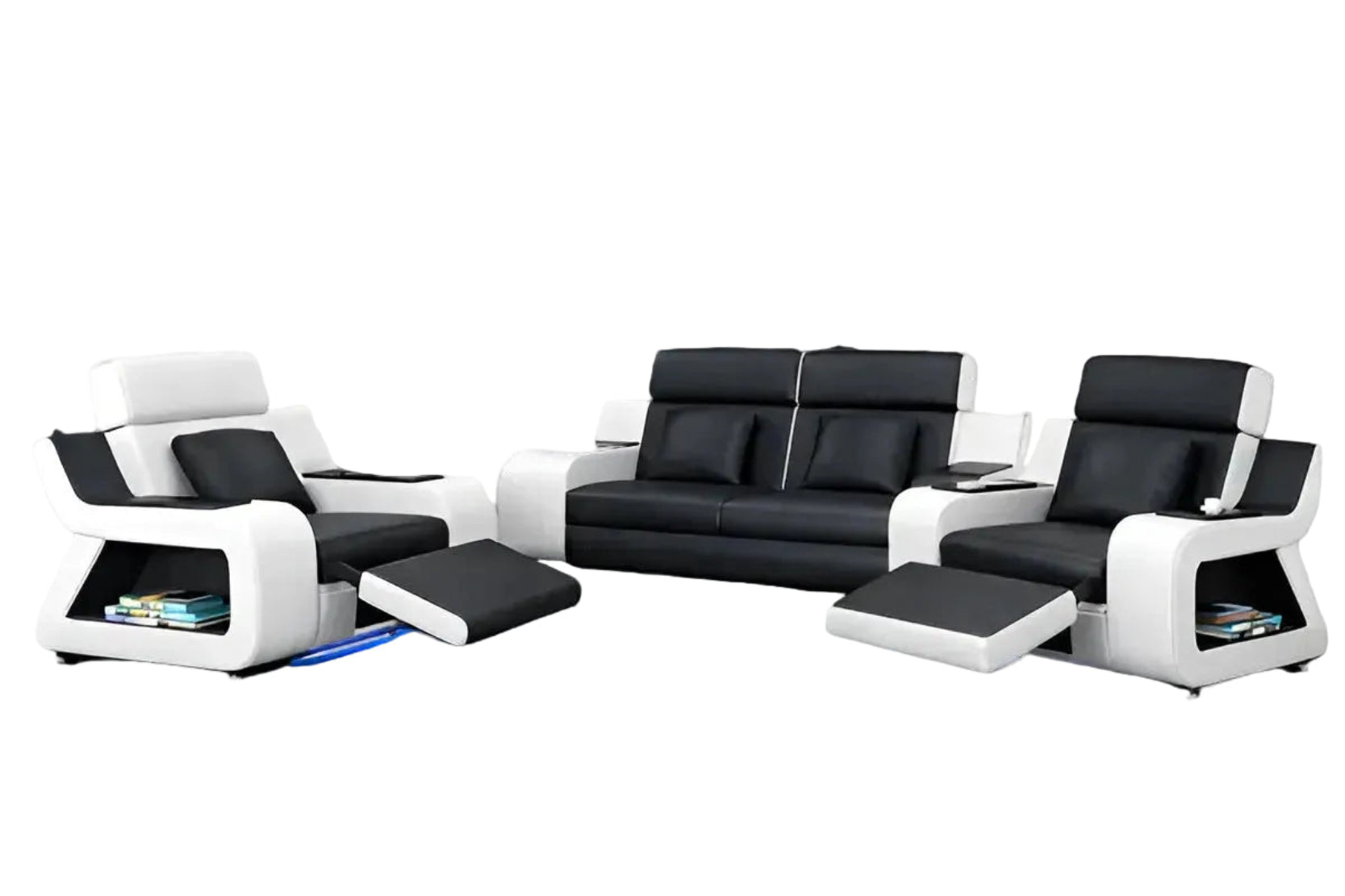 Power Recliner Leather LED Sofa Set
