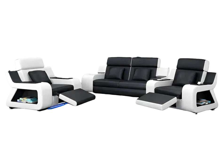 Power Recliner Leather LED Sofa Set