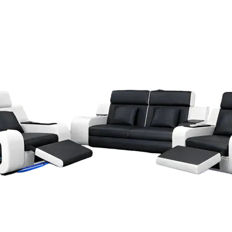 Power Recliner Leather LED Sofa Set