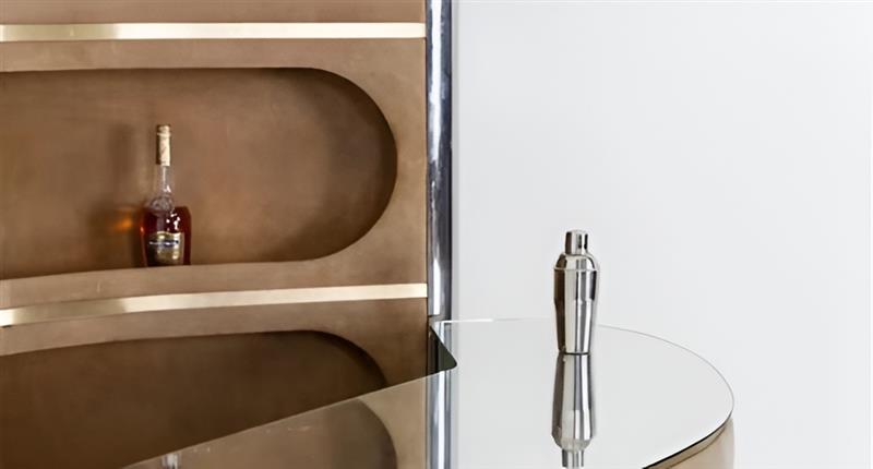 Luxurious Velvet Bar Cabinet And Counter With LED / Ruchi