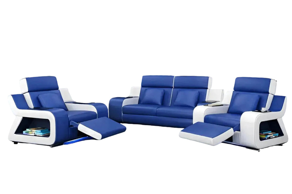 Power Recliner Leather LED Sofa Set