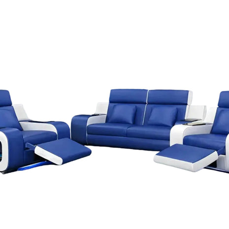 Power Recliner Leather LED Sofa Set