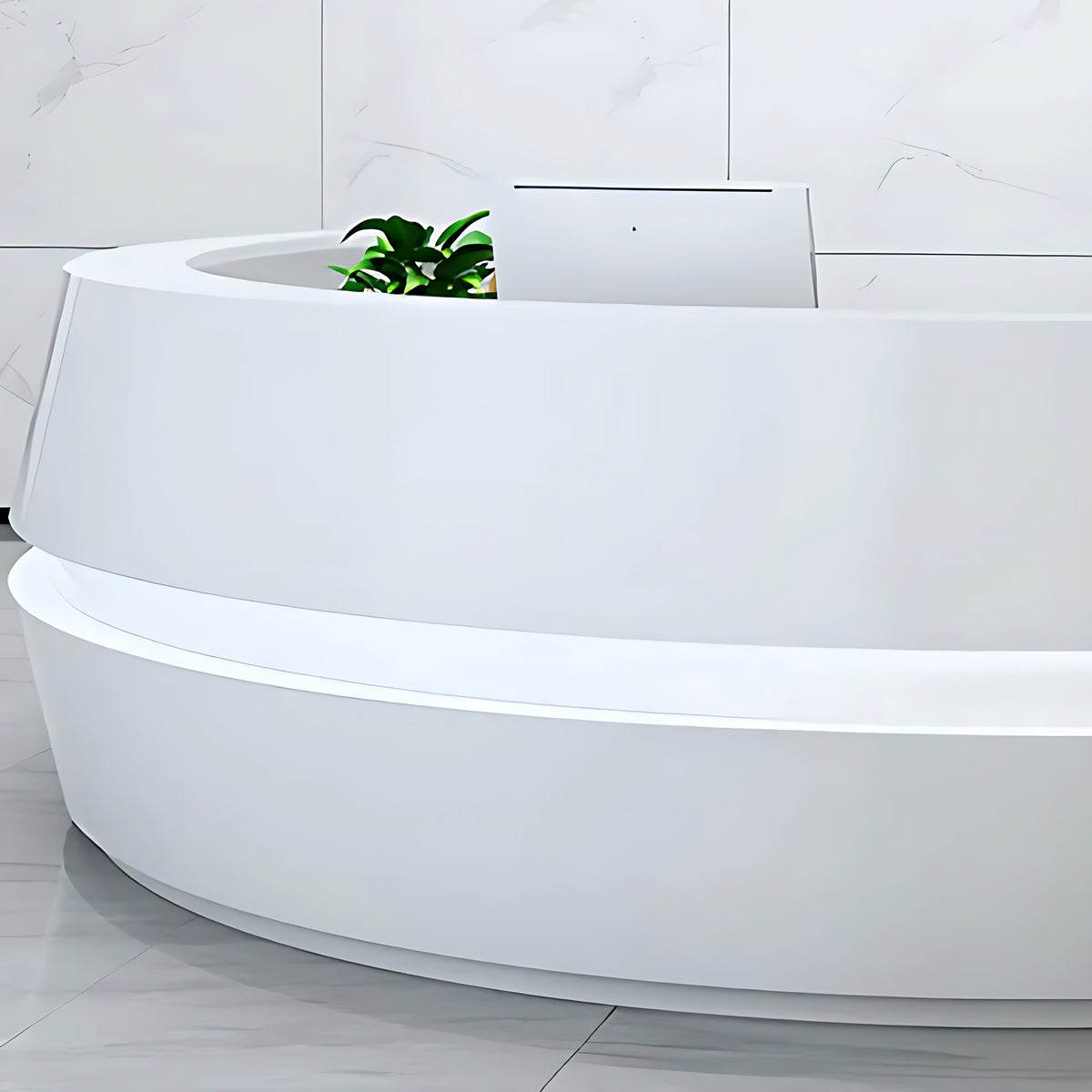 Round Wooden Modern Reception Desk With LED / Ruchi 