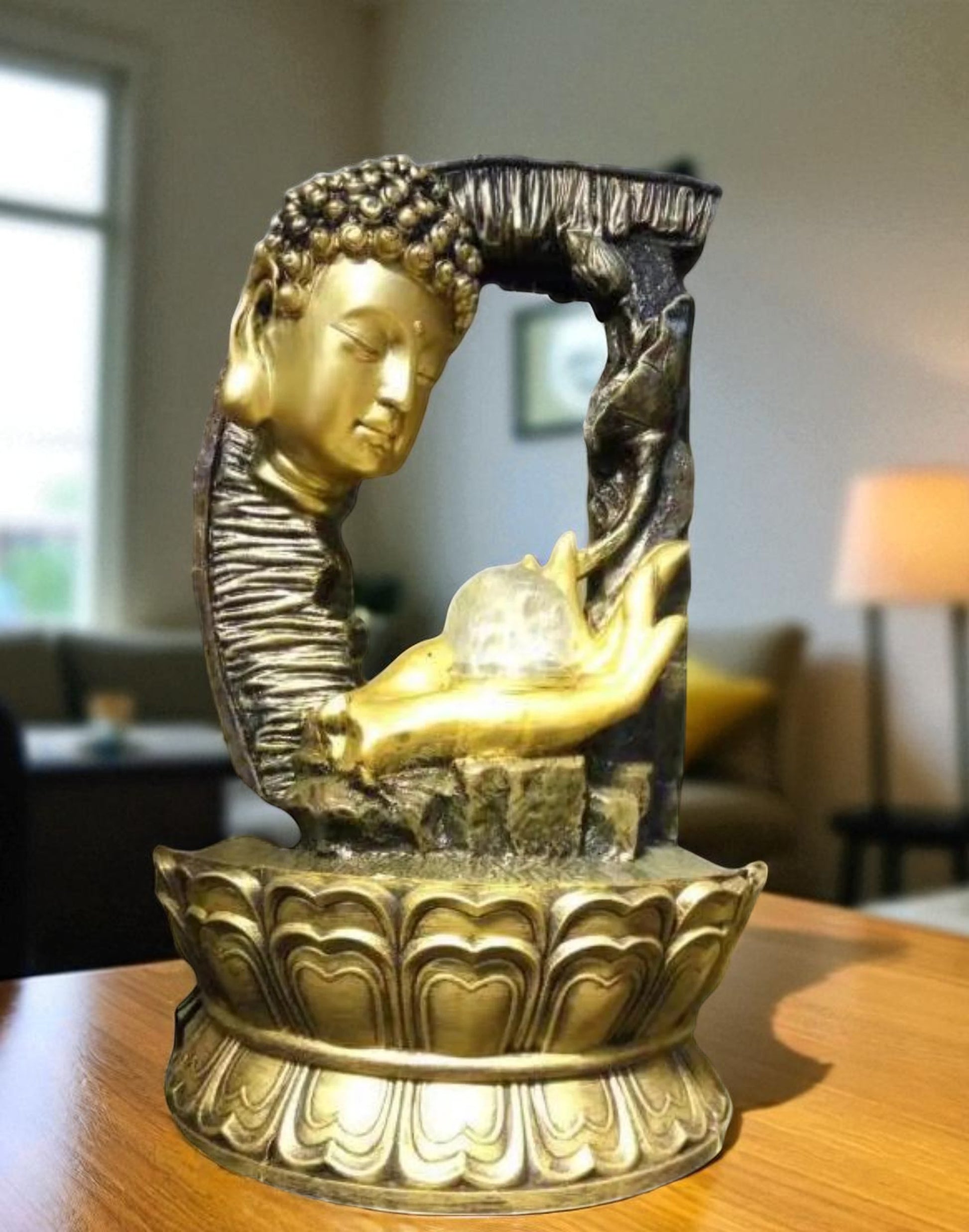 Golden LED Resin Water Fountain / Ruchi