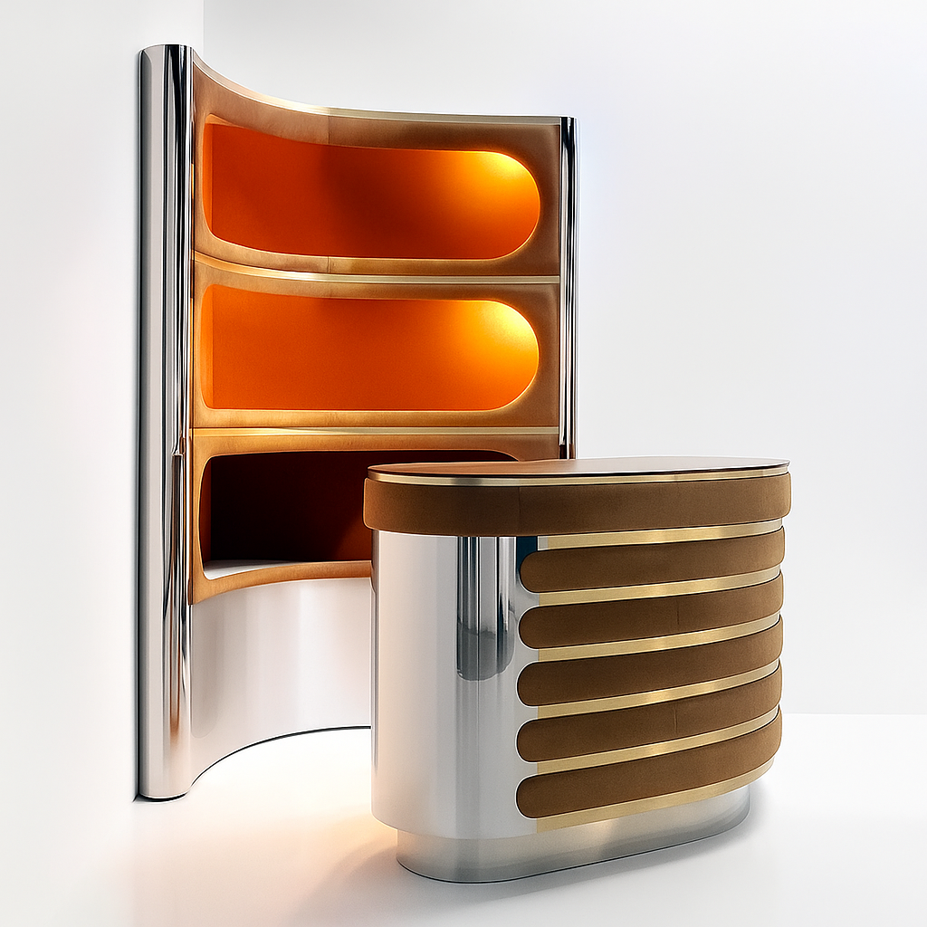 Luxurious Velvet Bar Cabinet And Counter With LED / Ruchi