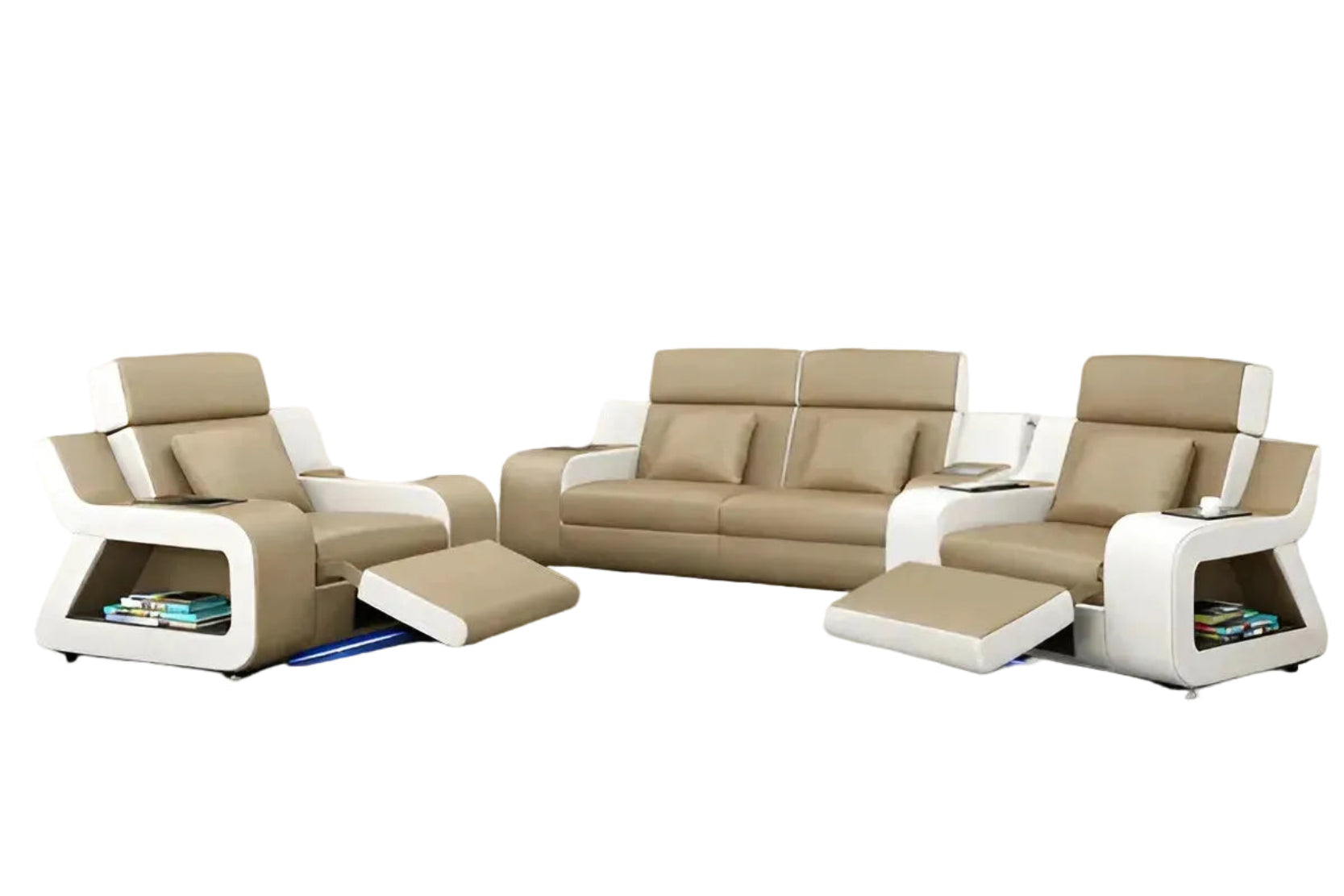 Power Recliner Leather LED Sofa Set