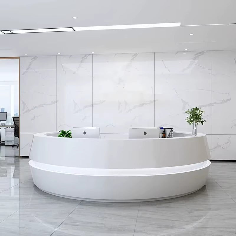 Round Wooden Modern Reception Desk With LED / Ruchi