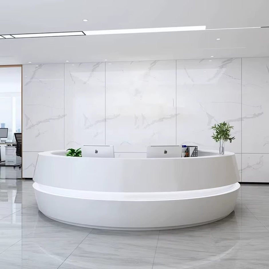 Round Wooden Modern Reception Desk With LED / Ruchi