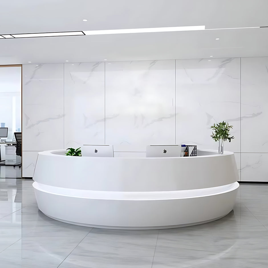 Round Wooden Modern Reception Desk With LED / Ruchi 