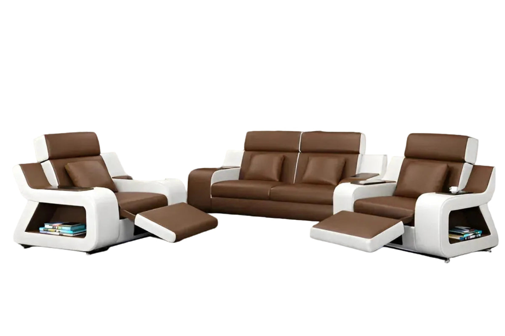 Power Recliner Leather LED Sofa Set
