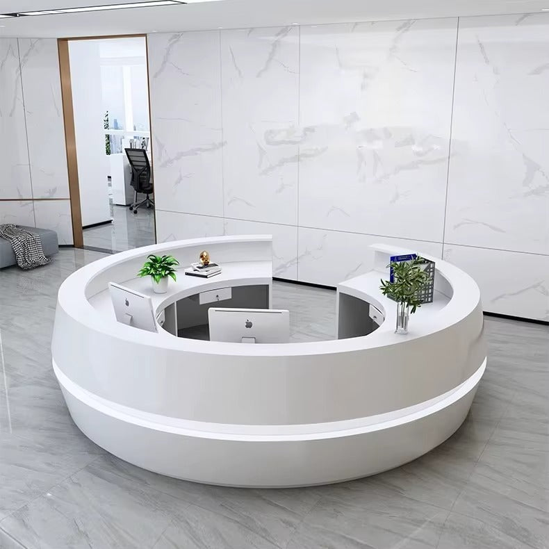 Round Wooden Modern Reception Desk With LED / Ruchi