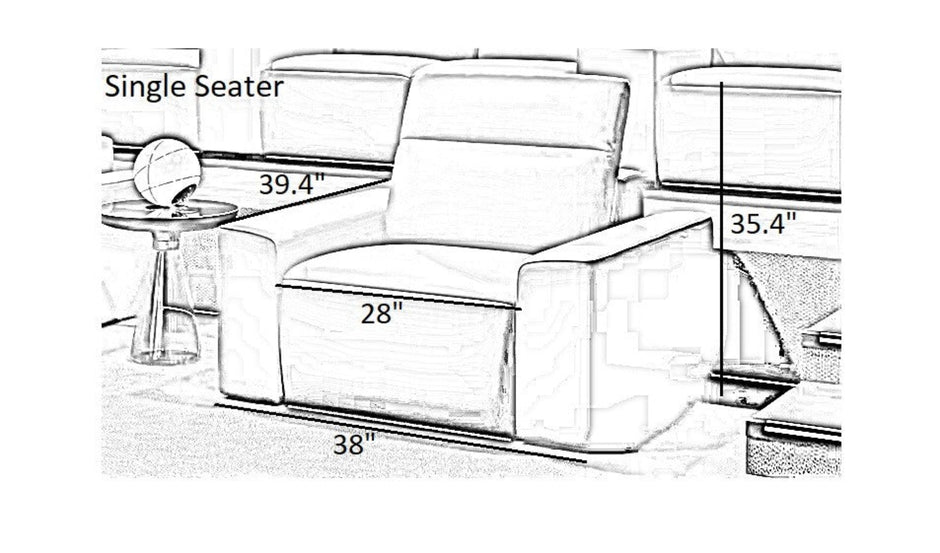 Power Recliner LED Leather Sofa For Theater / Ruchi