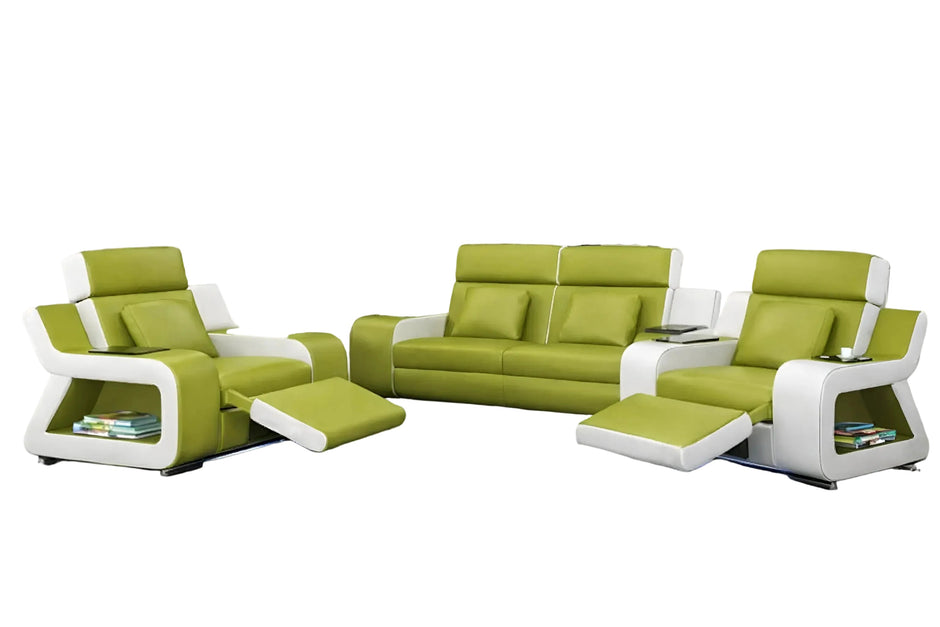 Power Recliner Leather LED Sofa Set