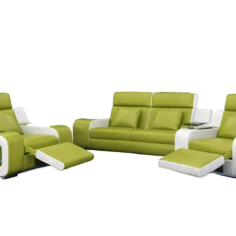 Power Recliner Leather LED Sofa Set