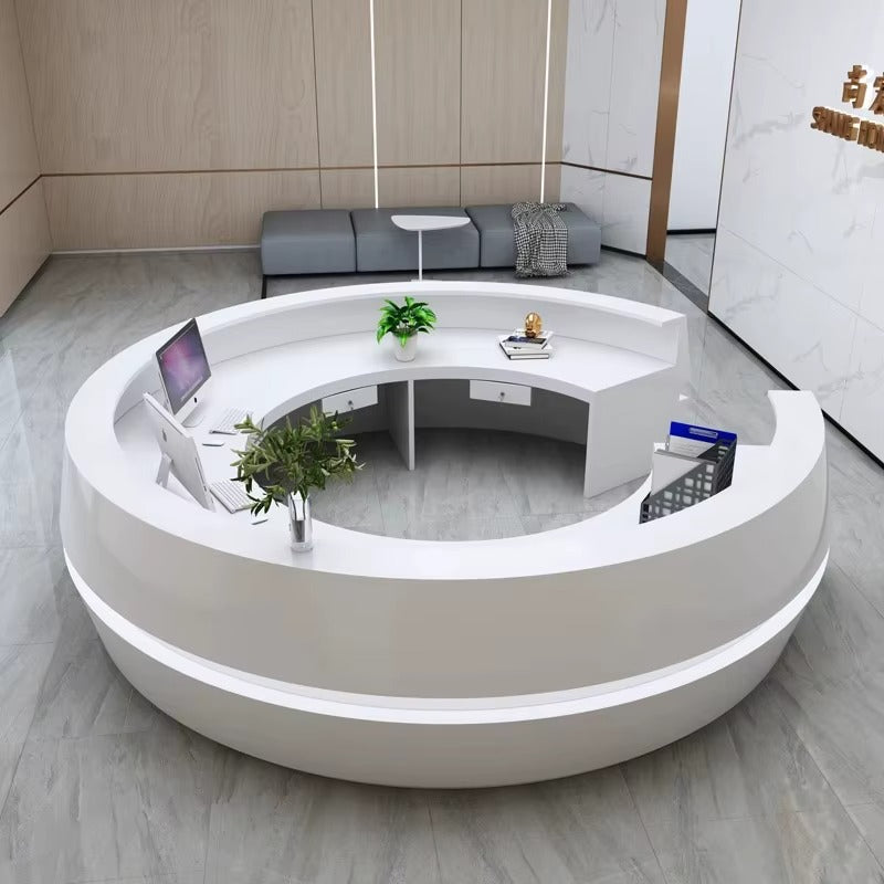 Round Wooden Modern Reception Desk With LED / Ruchi