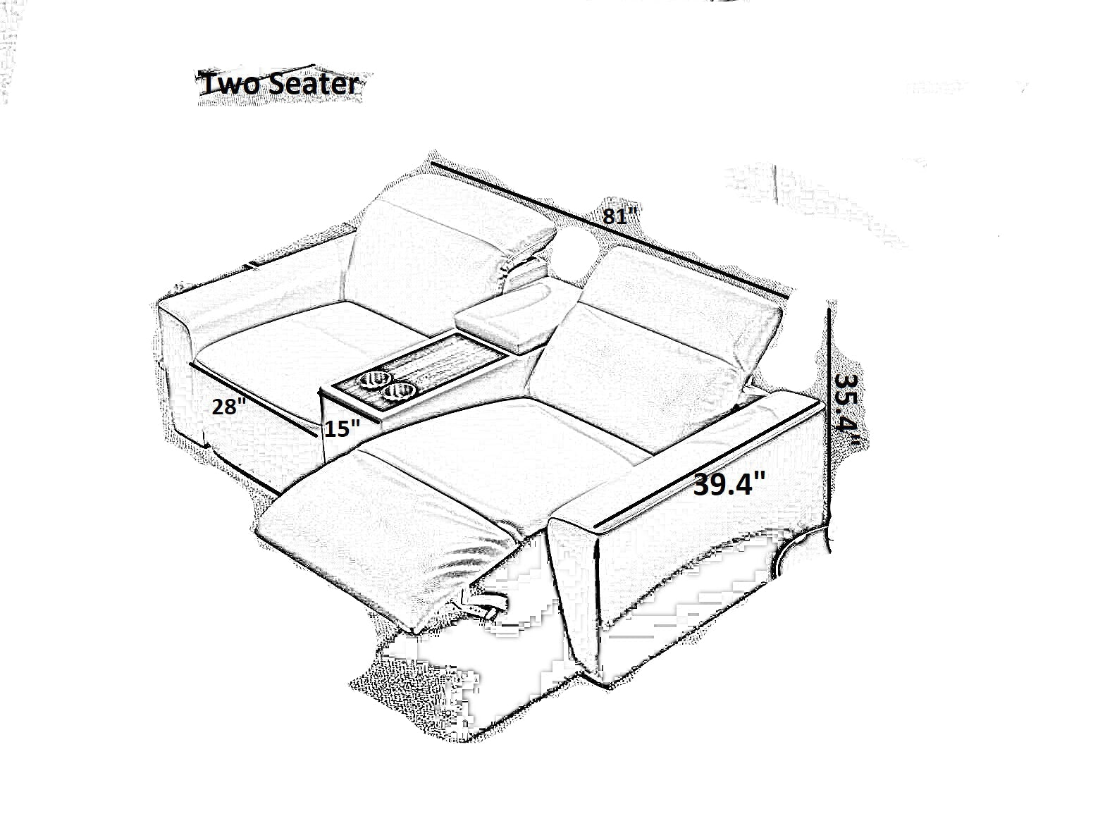 Power Recliner LED Leather Sofa For Theater