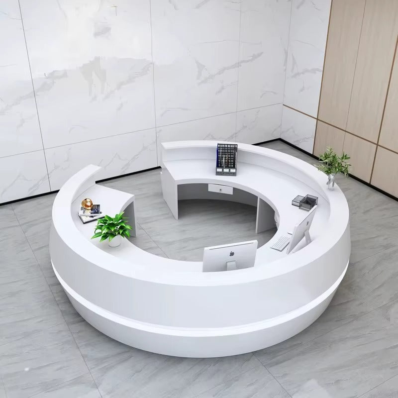 Round Wooden Modern Reception Desk With LED / Ruchi