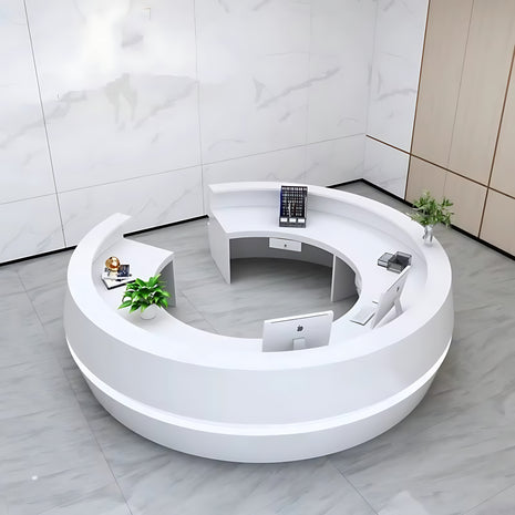 Round Wooden Modern Reception Desk With LED / Ruchi 
