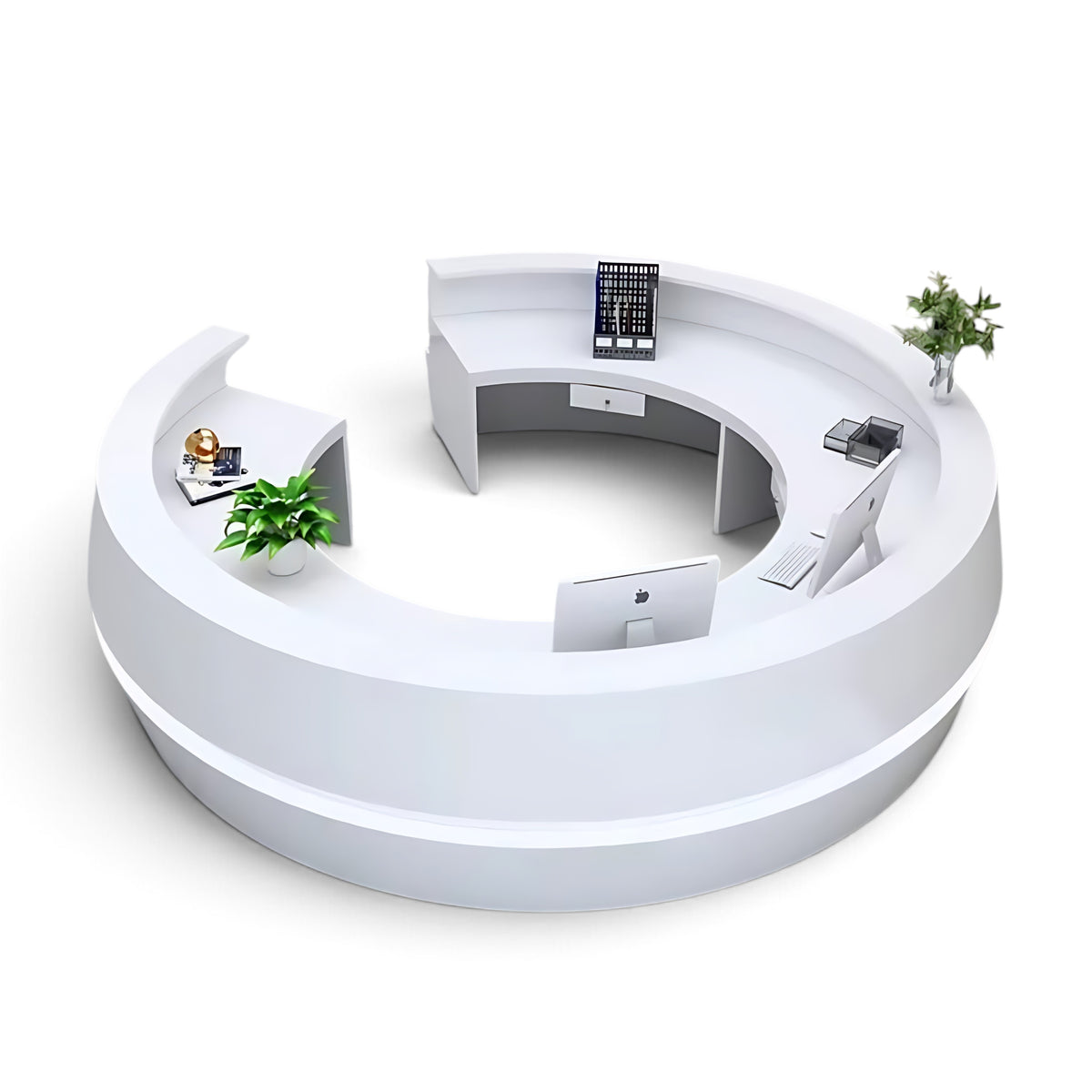 Round Wooden Modern Reception Desk With LED / Ruchi 