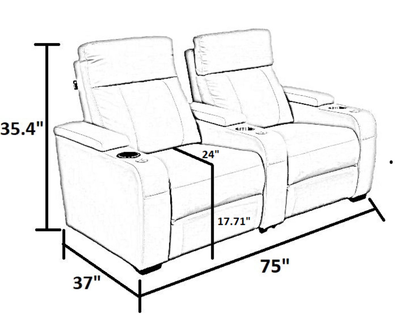 Multifunctional Theater LED Power Recliner Sofa