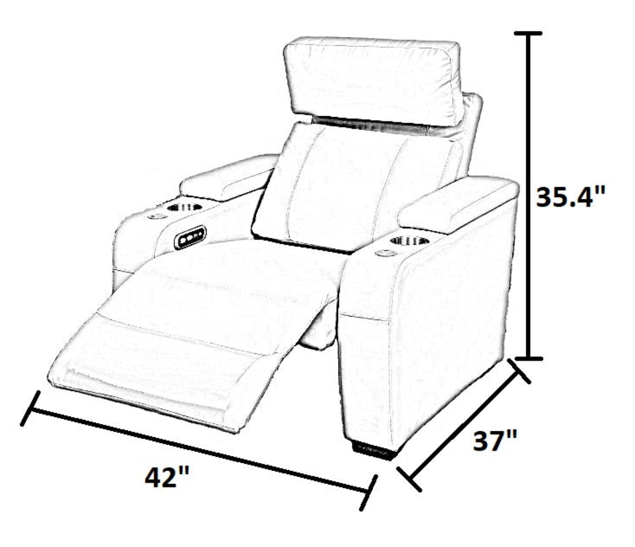 Multifunctional Theater LED Leather Power Recliner Sofa / Ruchi 