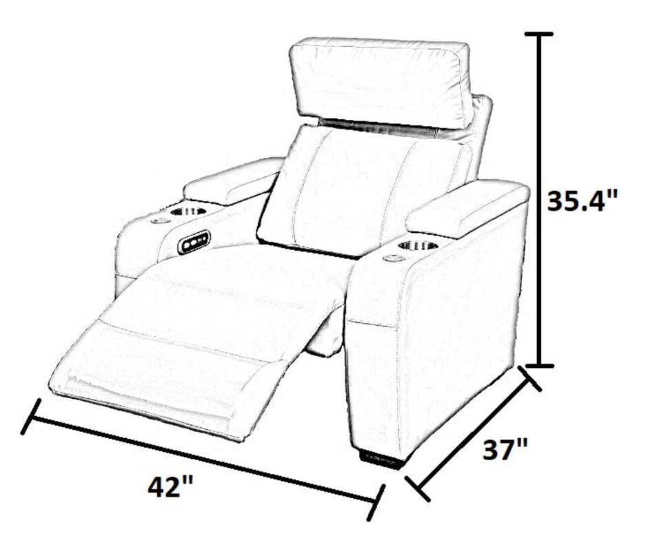 Multifunctional Theater LED Leather Power Recliner Sofa / Ruchi 
