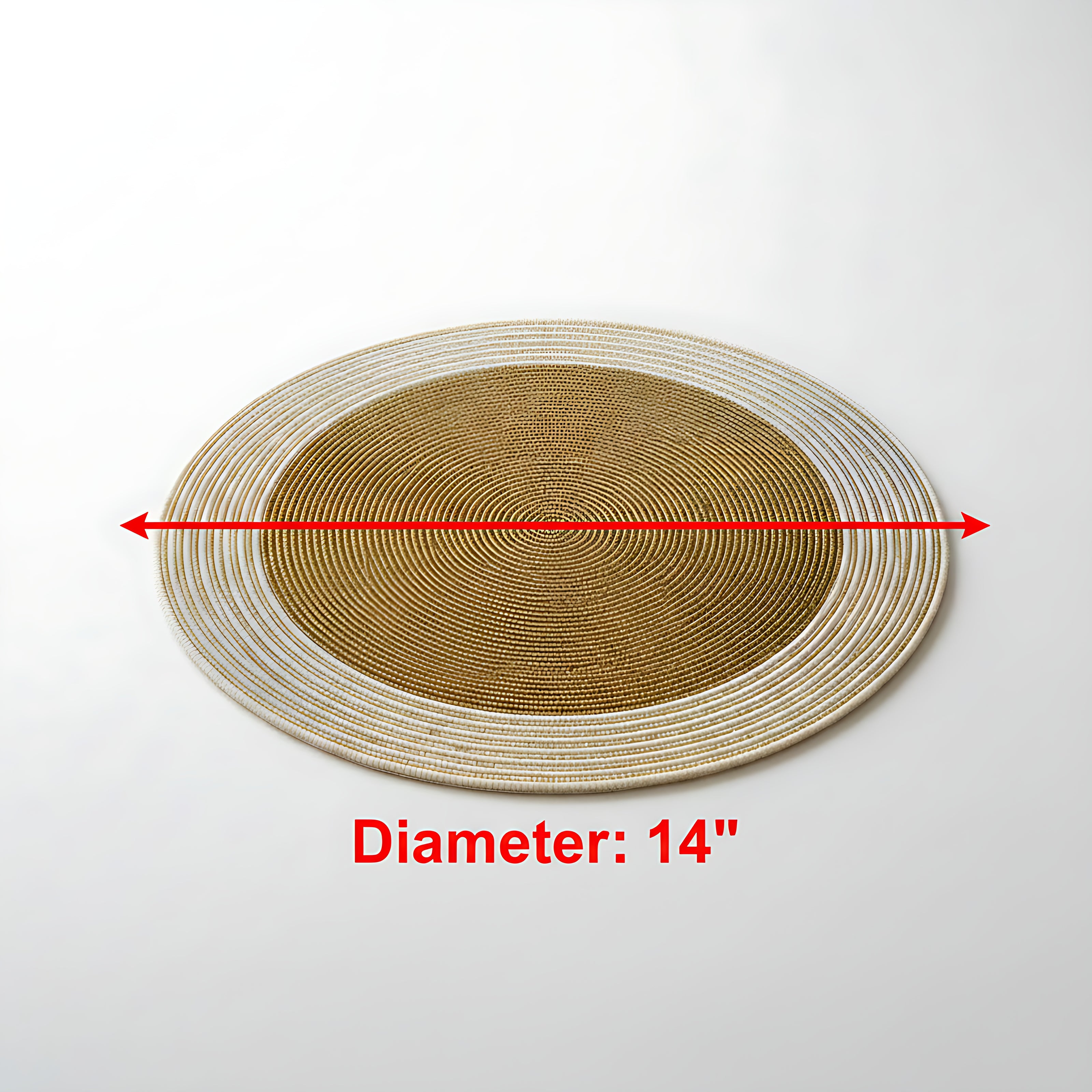 Elegant Gold & Pearl White Beaded Round Placemat / Ruchi