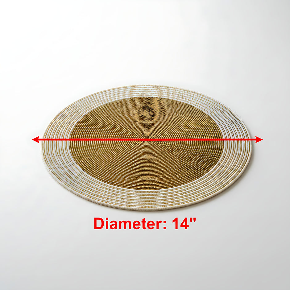 Elegant Gold & Pearl White Beaded Round Placemat / Ruchi