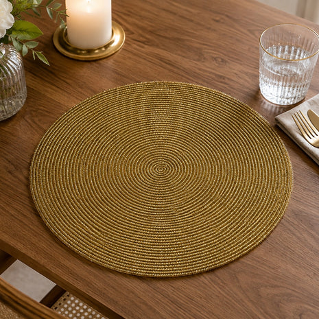 Elegant Beaded Round Placemat Set of 2 / Ruchi