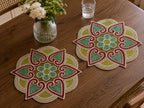 Decorative Floral Medallion Beaded Placemat Set of 2 / Ruchi