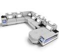 U-Shaped LED Leather Sectional Sofa With Chaise / Ruchi