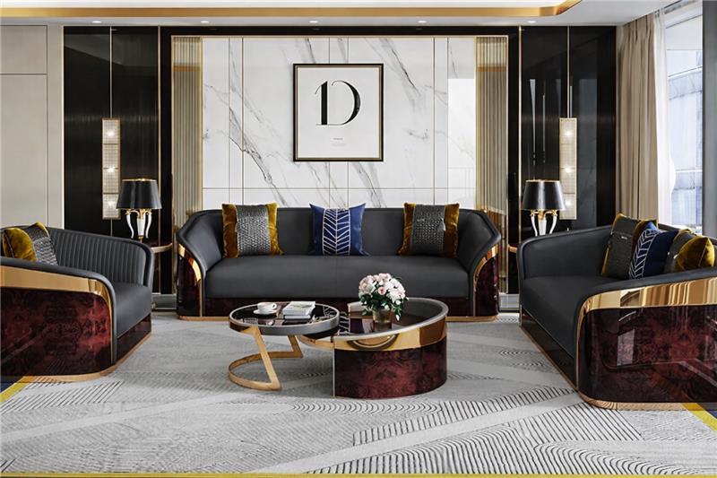 Luxurious Leather Sofa Set For Living Room