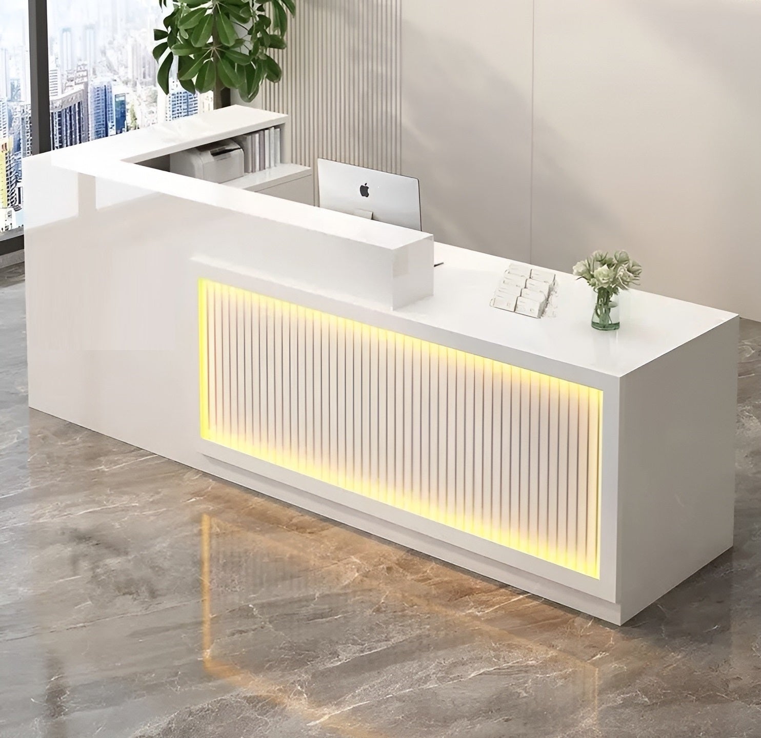 Modern Wooden LED Reception Desk / Ruchi